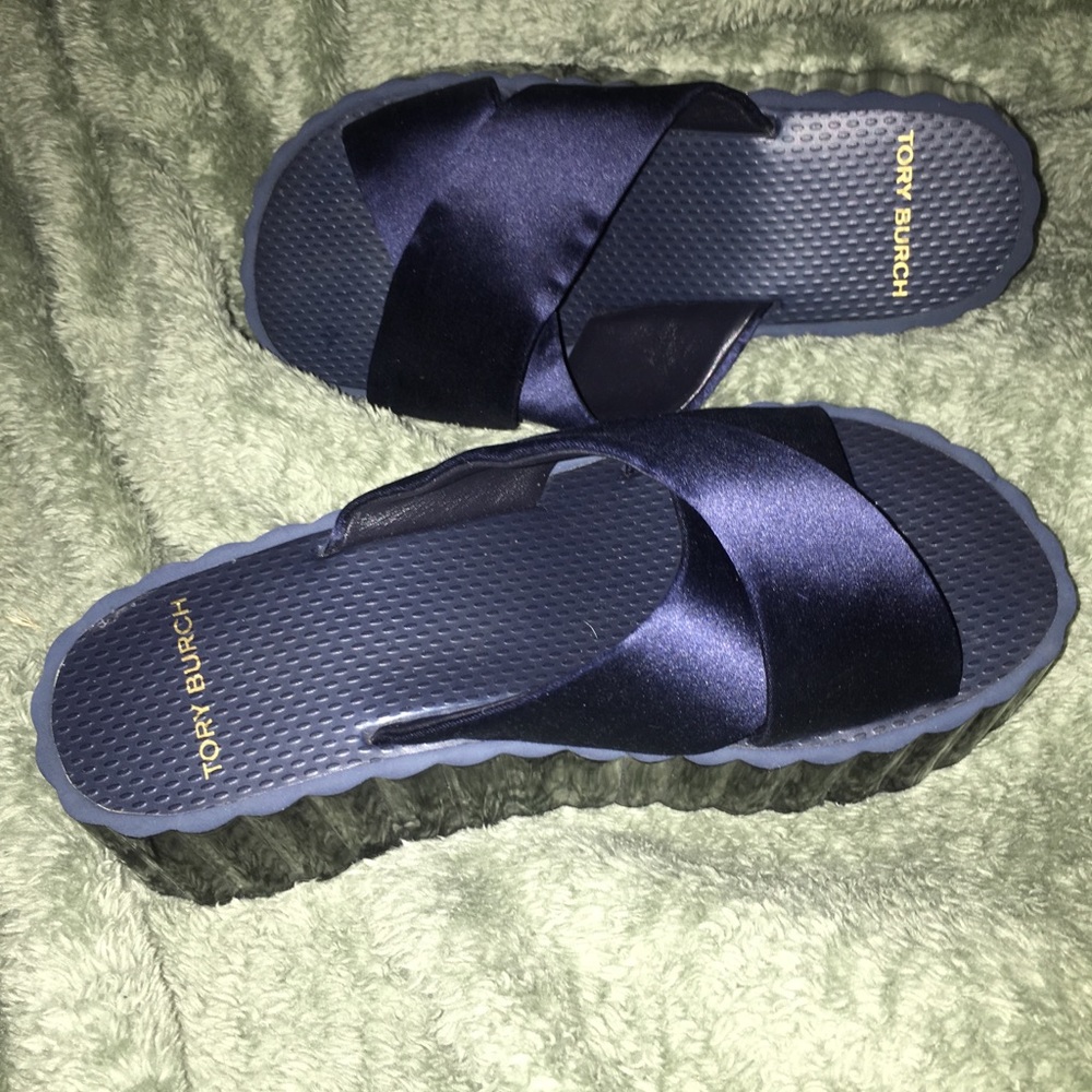 Tory Burch Scallop Leather Wedges Slide